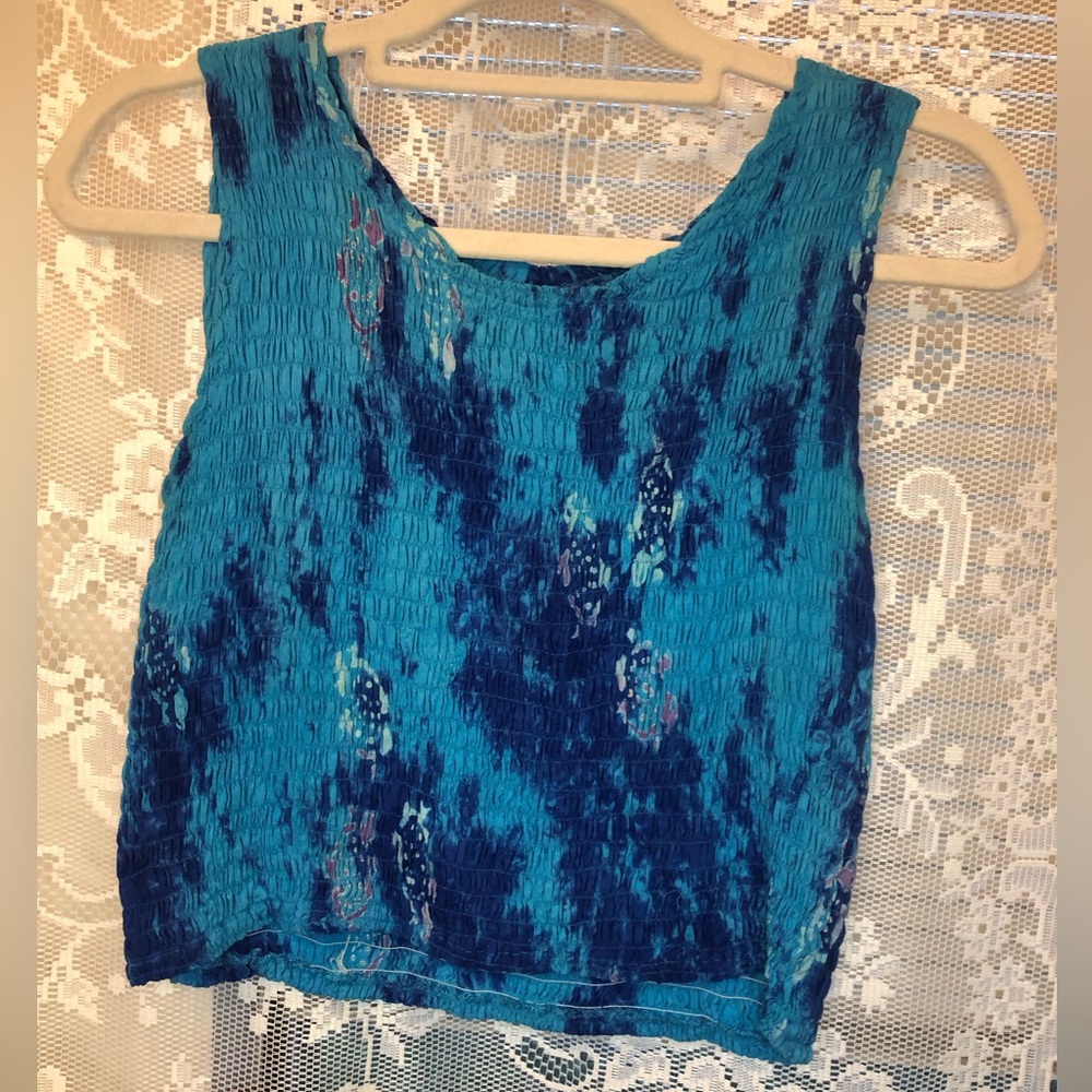 Blue Tie Dye Crop Tank Top
